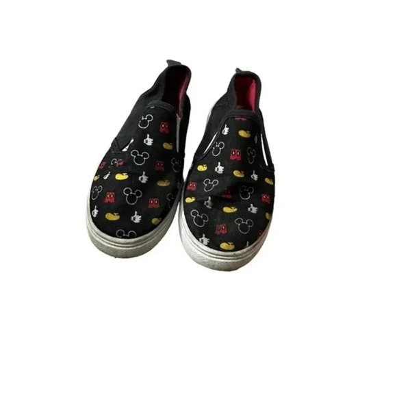 Disney Mickey Mouse Youth Canvas Upper Round Toe Slip-On Sneakers Black Size 12 - Picture 2 of 7
